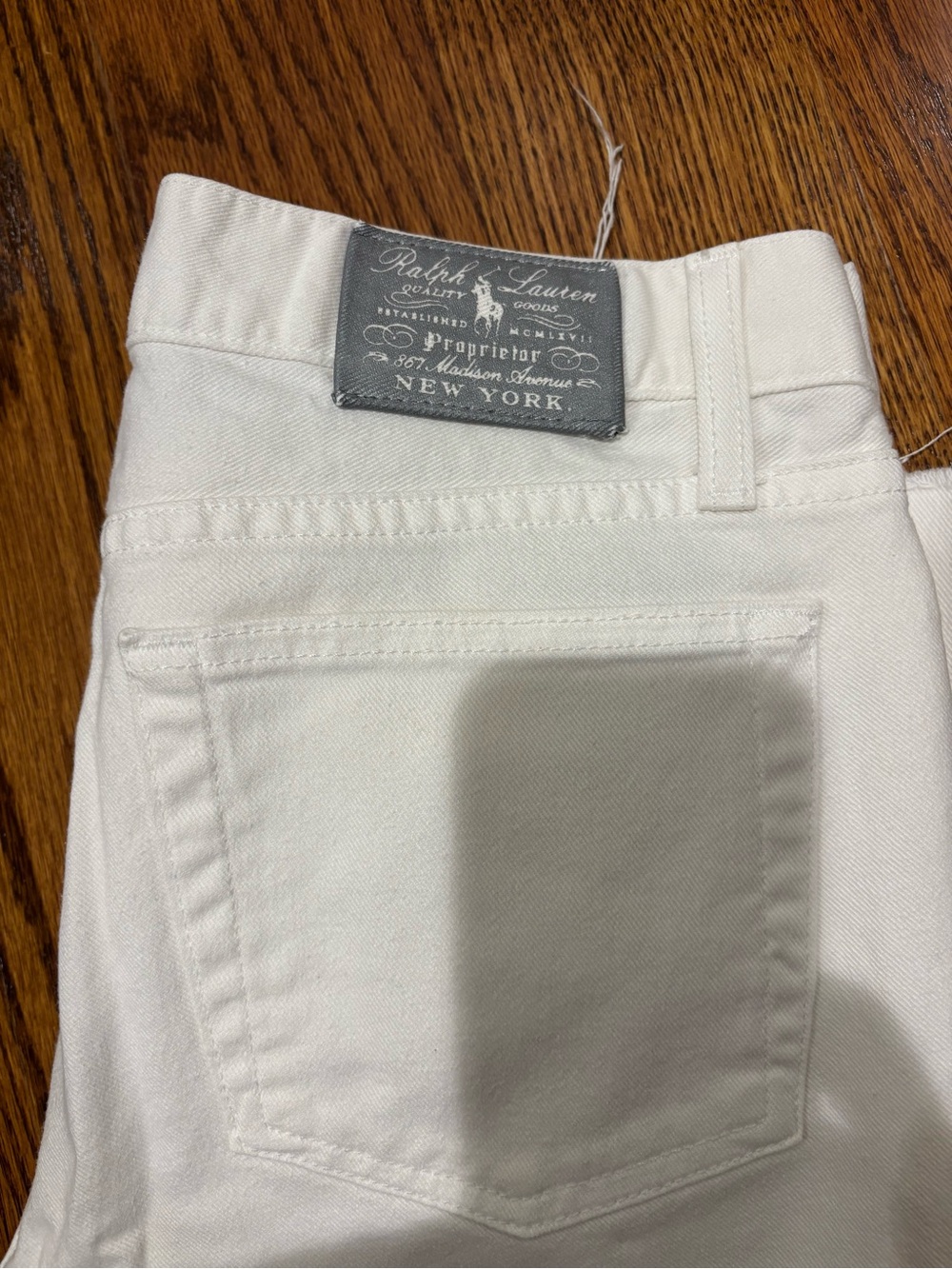 Ralph Lauren White Denim Back Pocket Jeans with Leather Label